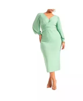 Женское платье миди с перекрещивающимися бретелями спереди большого размера ELOQUII, зеленый