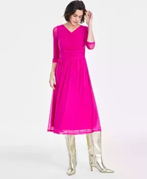 Женское платье миди с плиссировкой и сетчатыми вставками On 34th, фиолетовый