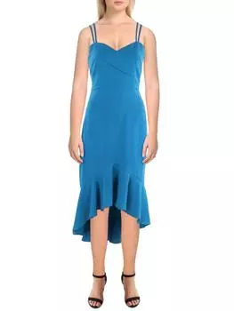 Женское платье миди с подолом «русалка» и бретельками-спагетти Gracia, бирюзовый