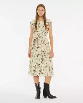 Женское платье миди с принтом и пятнышками на воротнике-рубашке System Action, мультиколор