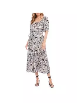 Женское платье миди с принтом и рукавами-фонариками Karen Kane, цвет print