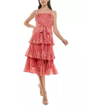 Женское платье миди с принтом, плиссированное, многослойное Taylor, розовый