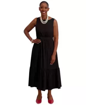 Женское платье миди с ярусами, обычные и плюс размеры Kasper, черный