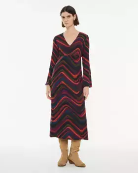 Женское платье миди с разноцветным волнистым принтом System Action