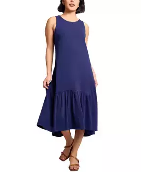 Женское платье миди с рюшами без рукавов асимметричного кроя Jones New York, синий