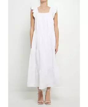 Женское платье миди с рюшами English Factory, белый