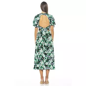 Женское платье миди с рюшами и рукавами ALEXIA ADMOR Lilia ALEXIA ADMOR, зеленый