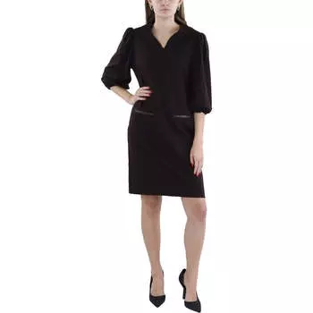 Женское платье миди с V-образным вырезом и ложными карманами Sharagano, коричневый