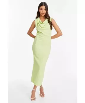 Женское платье миди с воротником-хомутом QUIZ, зеленый