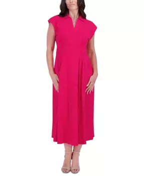 Женское платье миди с воротником и фактурной полоской kensie, розовый