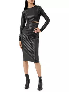 Женское платье-миди с вырезом длиной до колена French Connection, черный