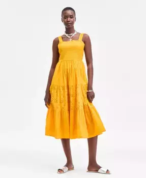 Женское платье миди с вышивкой и сборками в технике "айлет" On 34th, оранжевый