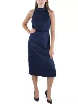 Женское платье миди с высоким воротом длиной до икры Sam Edelman, темно-синий