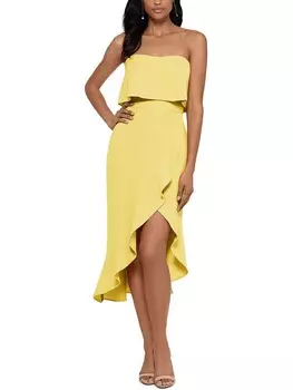 Женское платье миди с высоким вырезом и искусственным запахом Petites Xscape, цвет Lemon