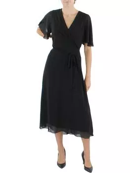 Женское платье-миди с запахом длиной до середины голени Lauren Ralph Lauren, черный