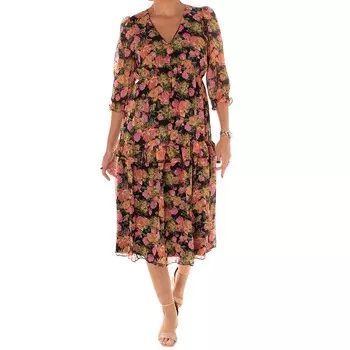 Женское платье миди с запахом и искусственными рюшами Maison Tara, цвет Black Multi