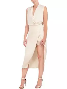 Женское платье-миди с запахом ниже колена BCBGMAXAZRIA, цвет sandshell