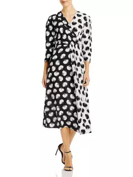 Женское платье миди с запахом Surplice BOSS, цвет Black/White