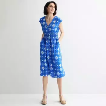 Женское платье миди с застежкой на пуговицы и сборками Sonoma Goods For Life, цвет blue nautical print