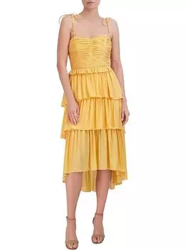 Женское платье миди с завышенной талией и ярусами BCBGMAXAZRIA, цвет marigold