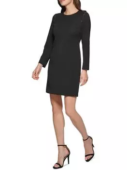 Женское платье-миди скуба-шифон DKNY, черный