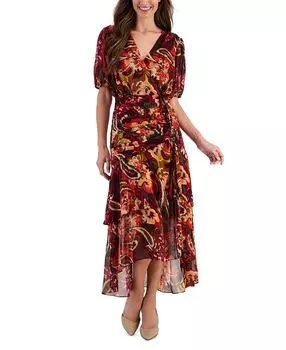 Женское платье миди со сборками и принтом Tahari ASL