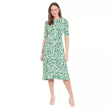 Женское платье миди трапециевидного силуэта с принтом London Times, цвет Green Ivory