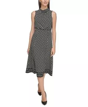 Женское платье миди в горошек KARL LAGERFELD PARIS, черный