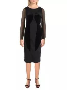 Женское платье миди в смешанном стиле Donna Karan, черный