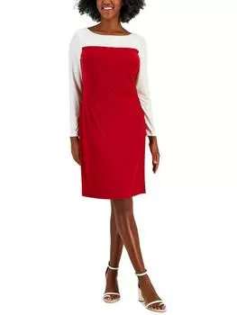 Женское платье-миди в стиле колор-блок Kasper, малиновый/кремовый