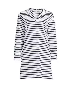 Женское платье-накидка для плавания из хлопкового джерси с длинными рукавами и капюшоном больших размеров Lands' End