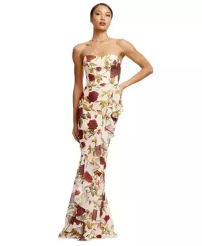 Женское платье Paris без бретелей с рюшами Dress the Population, мультиколор