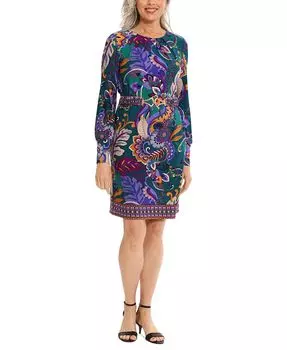 Женское платье прямого кроя из джерси с круглым вырезом London Times, зеленый