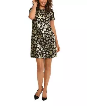 Женское платье прямого кроя с пайетками London Times, черный