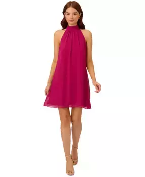 Женское платье-рубашка без рукавов с воротником-стойкой из шифона Adrianna Papell, розовый