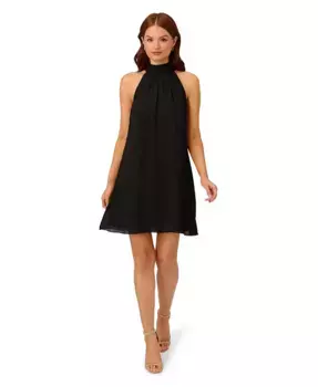 Женское платье-рубашка без рукавов с воротником-стойкой из шифона Adrianna Papell, черный