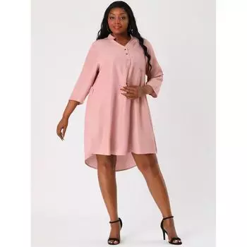 Женское платье-рубашка из шамбре больших размеров с закатанными рукавами и завязкой на талии Agnes Orinda