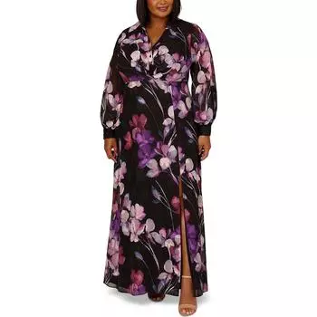 Женское платье-рубашка макси с цветочным принтом Adrianna Papell, цвет black multi