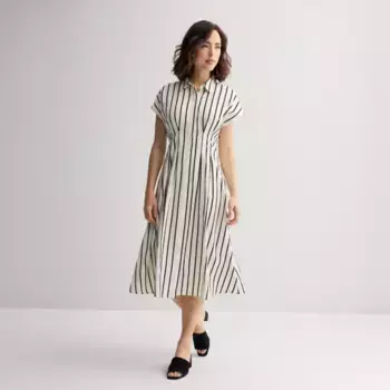 Женское платье-рубашка миди с завышенной талией Nine West, цвет white marina stripe