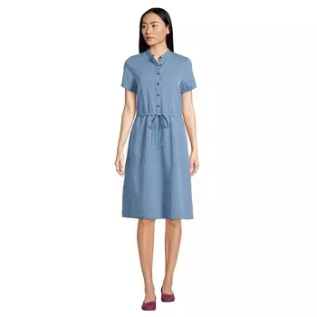 Женское платье-рубашка на пуговицах спереди Lands End Lands' End, цвет Muted Blue