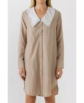 Женское платье-рубашка с контрастным воротником English Factory