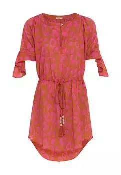 Женское платье-рубашка с короткими рукавами и кисточками BARTS, цвет Terra