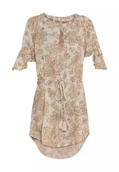 Женское платье-рубашка с короткими рукавами и кисточками BARTS, кремовый