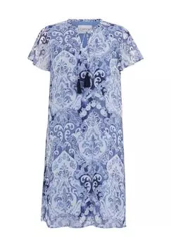 Женское платье-рубашка с узором пейсли и разрезом на шее CARTOON, цвет White Blue
