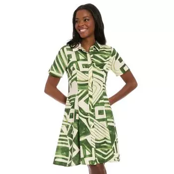 Женское платье-рубашка свободного кроя с короткими рукавами London Times, цвет cream green