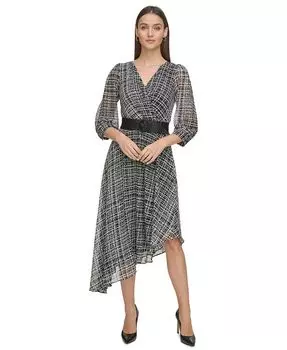 Женское платье с асимметричным подолом и поясом KARL LAGERFELD PARIS, черный