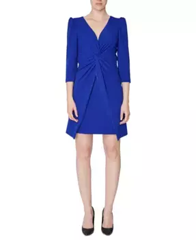 Женское платье с буфами на плечах и скрученным передом julia jordan, синий