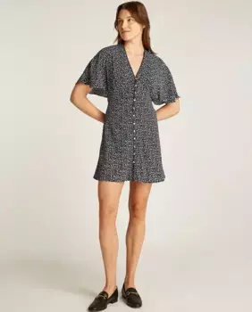 Женское платье с цветочным принтом и короткими рукавами Tommy Jeans, чёрный