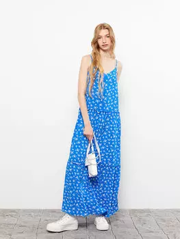 Женское платье с цветочным принтом и воротником-стойкой в форме сердца LCW Casual