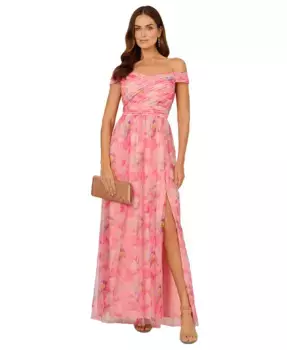 Женское платье с цветочным принтом Off-The-Shoulder Adrianna Papell, розовый